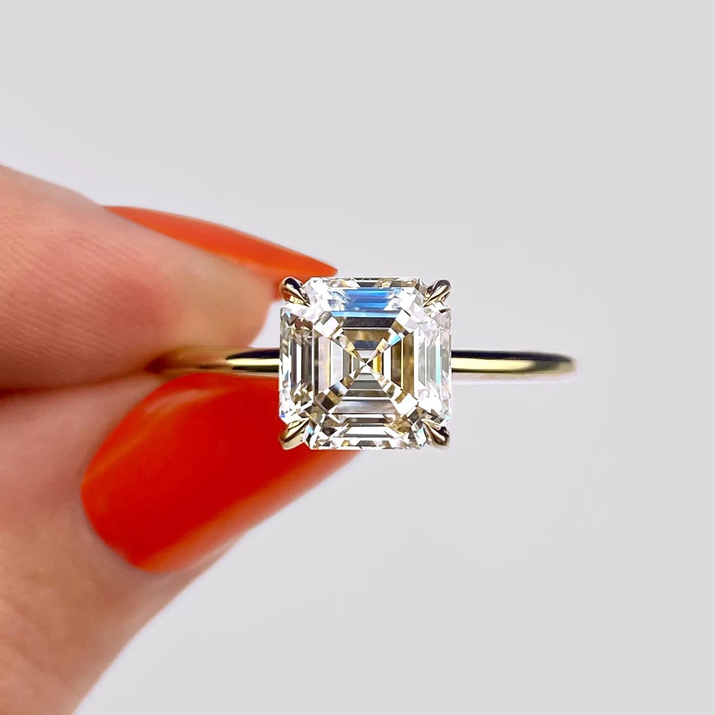 2.03 CT Asscher Cut Solitaire Moissanite Engagement Ring
