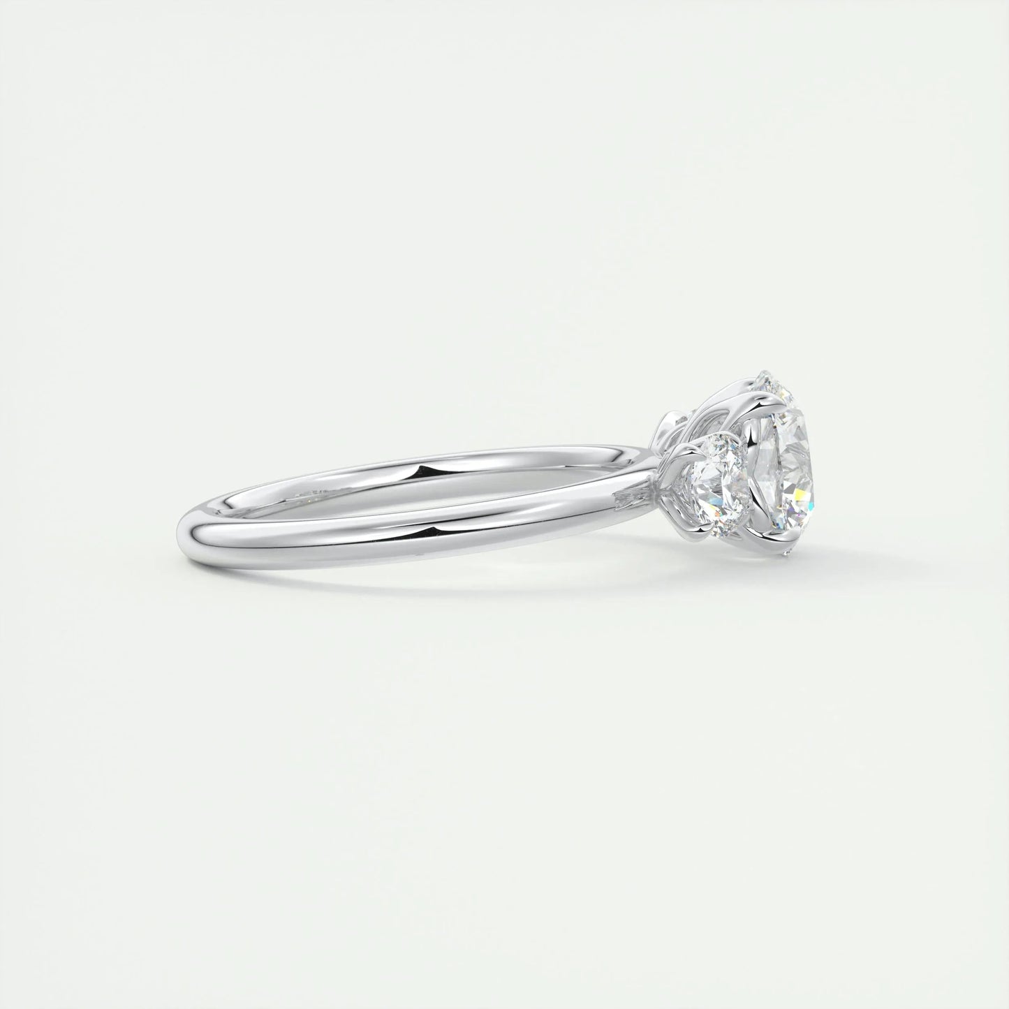 2.0 CT Round Cut Three Stone Moissanite Engagement Ring