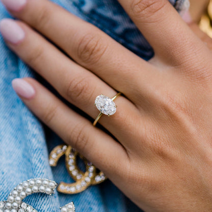 2.7 CT Oval Hidden Halo Lab Grown Diamond Engagement Ring