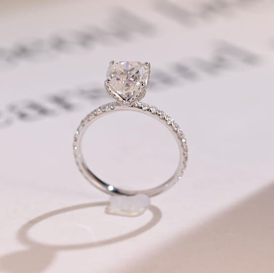 Stunning 1.0 - 2.0 CT Pear Moissanite Engagement Ring with Pave Design 8