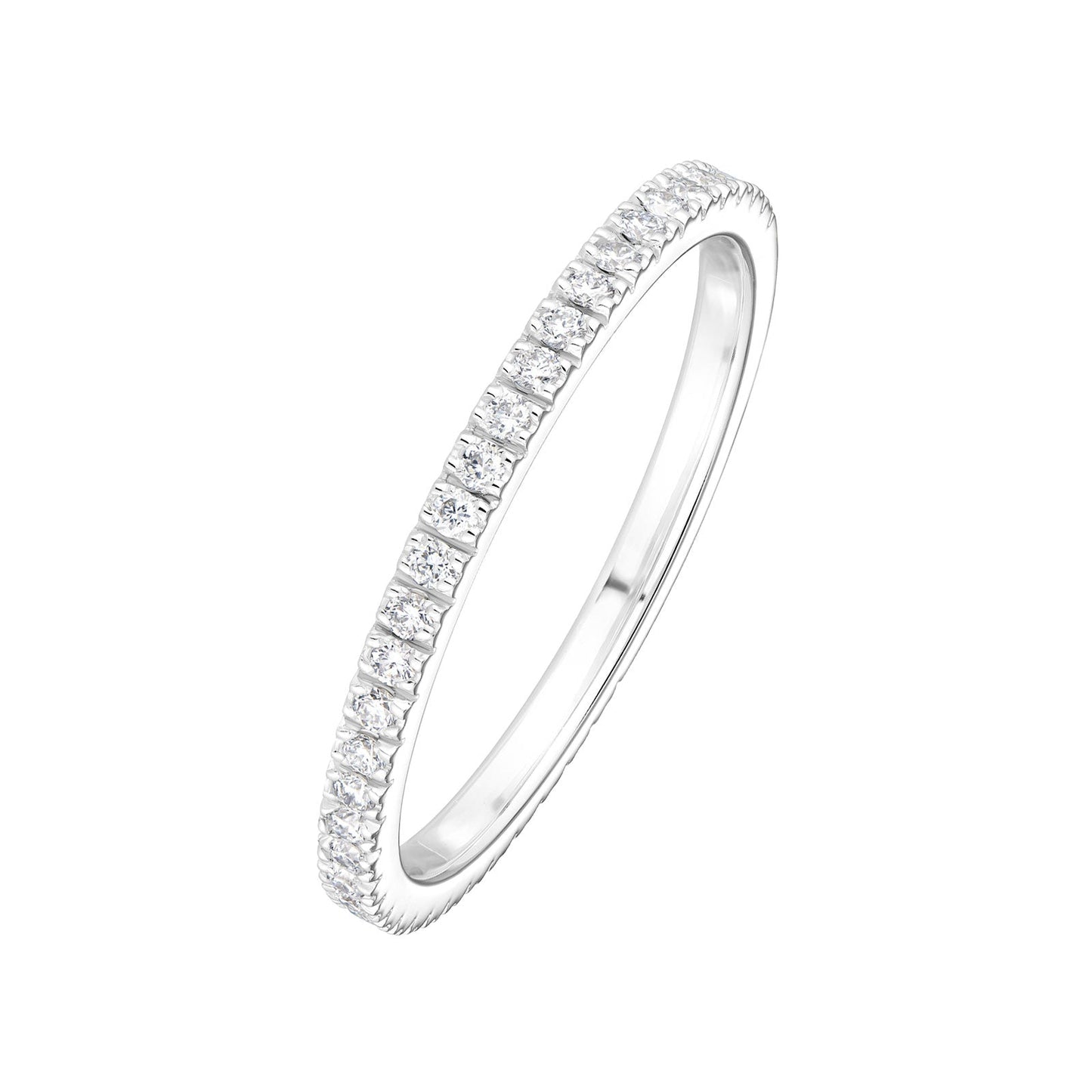 0.20 CT Round Shaped Moissanite Semi Eternity Wedding Band