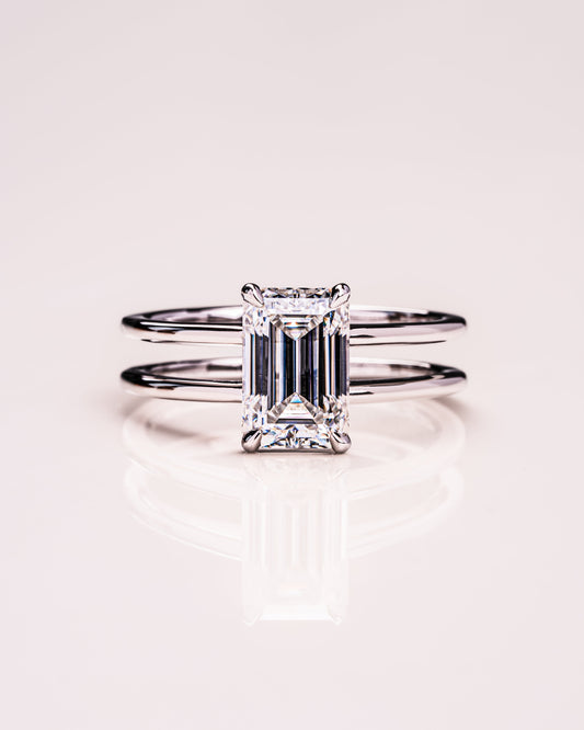 2.30 CT Emerald Cut Solitaire Moissanite Engagement Ring