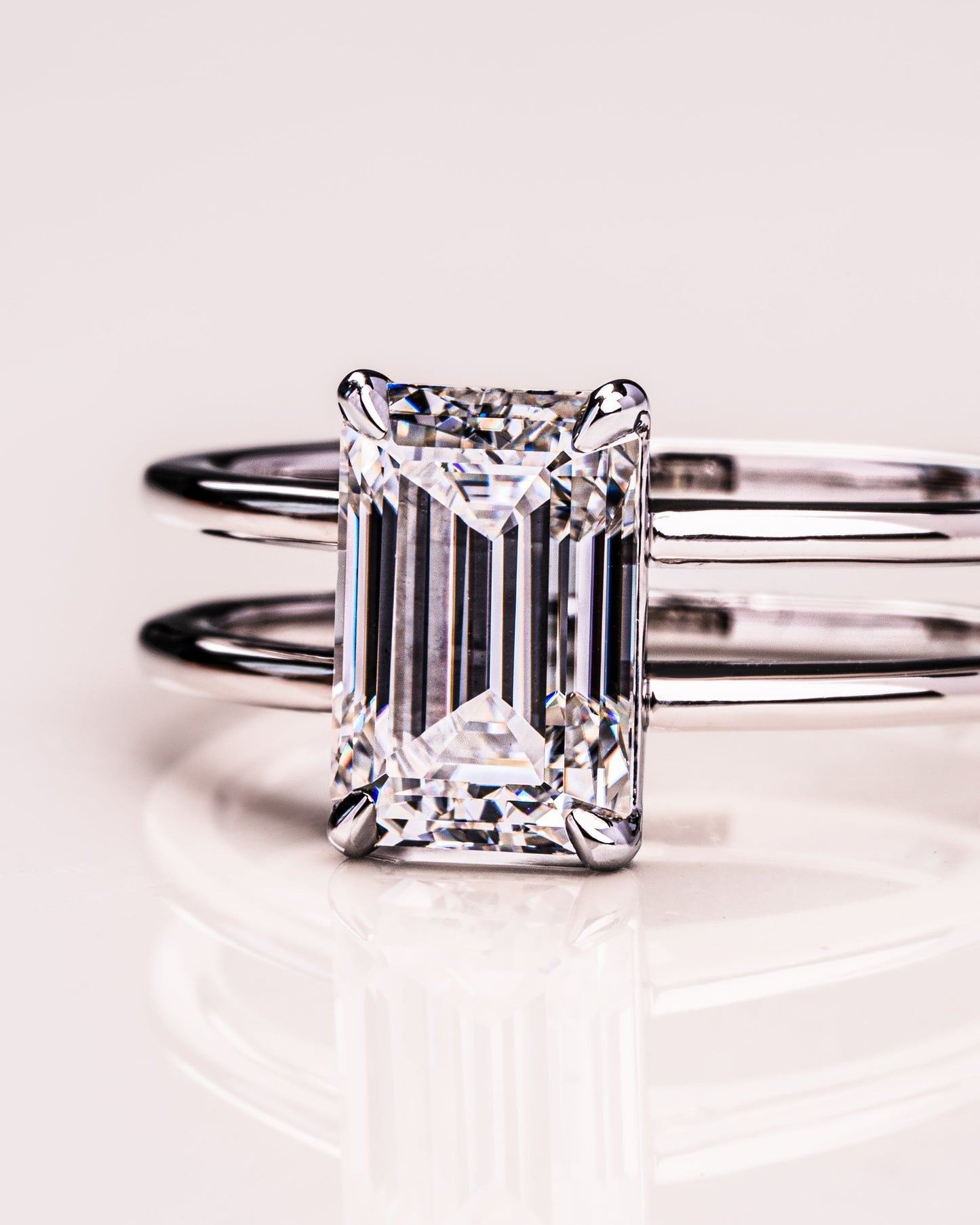 2.30 CT Emerald Cut Solitaire Moissanite Engagement Ring