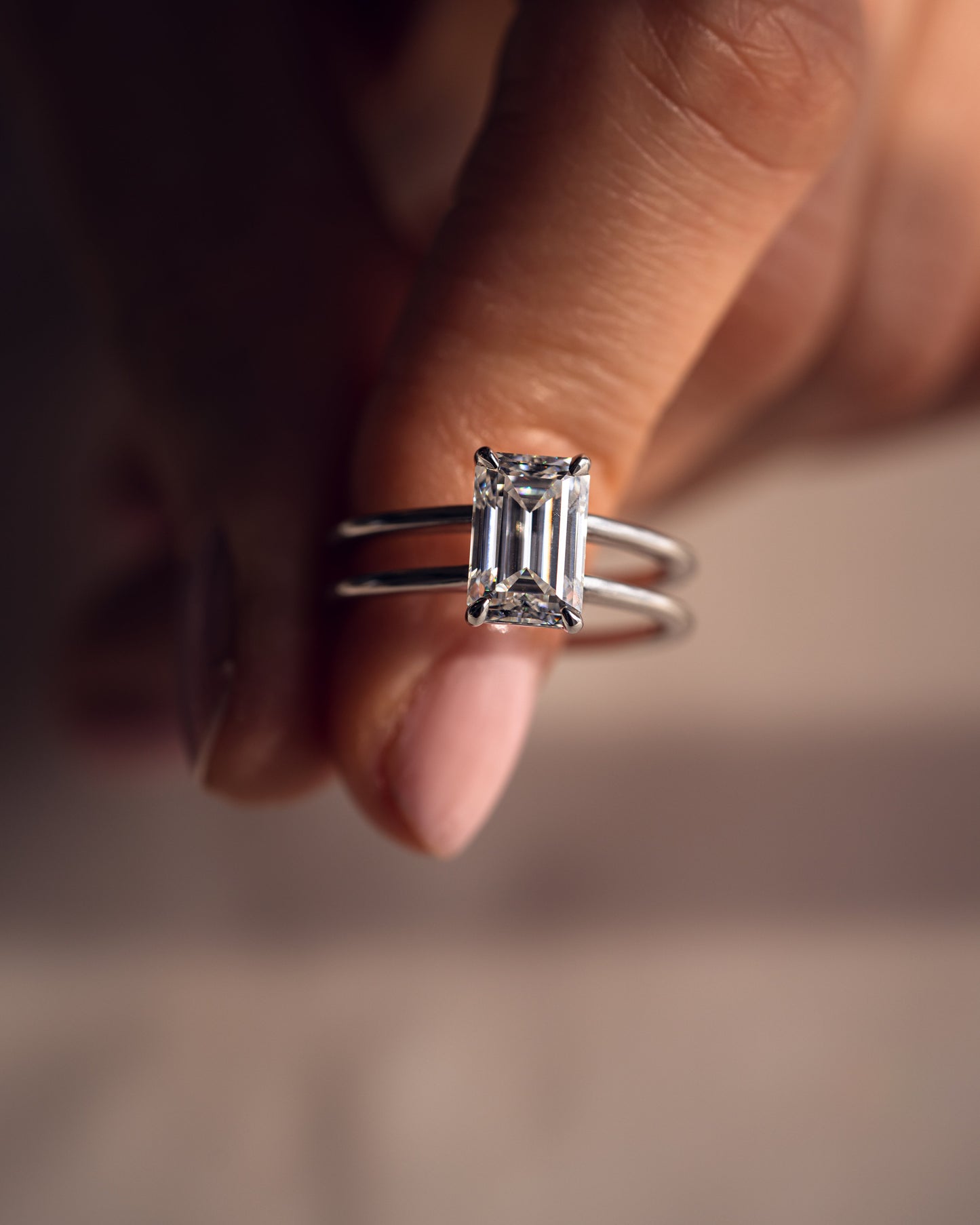2.30 CT Emerald Cut Solitaire Moissanite Engagement Ring