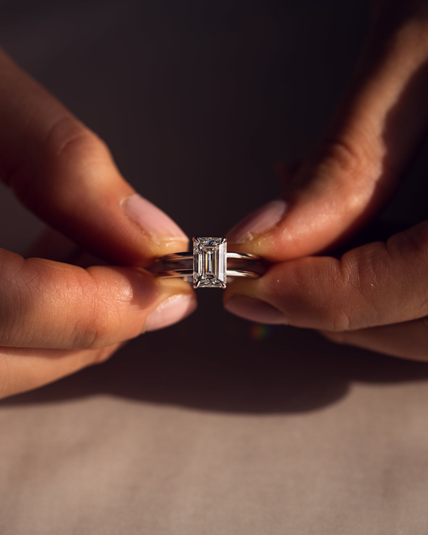 2.30 CT Emerald Cut Solitaire Moissanite Engagement Ring