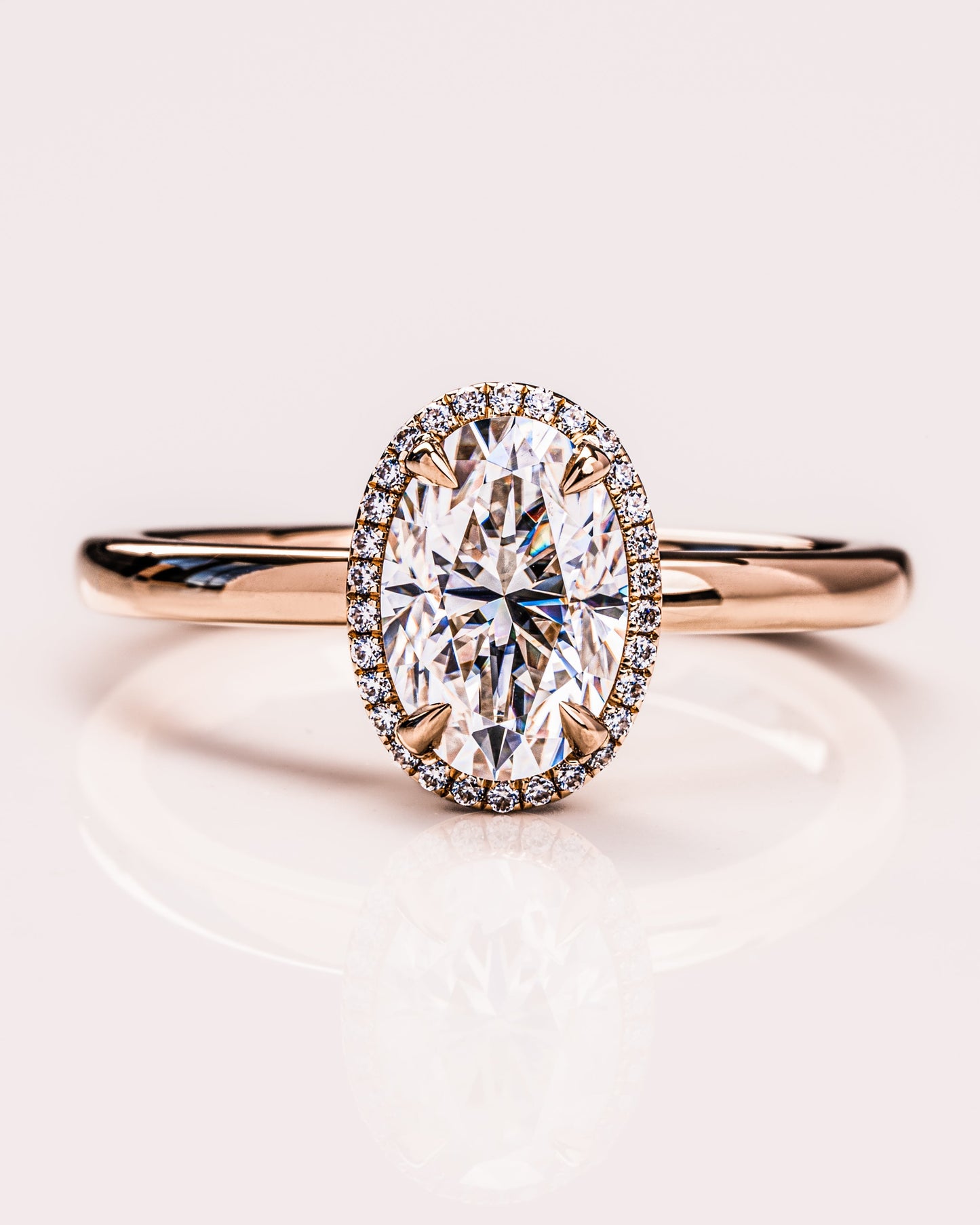 1.80 CT Oval Cut Halo Moissanite Engagement Ring