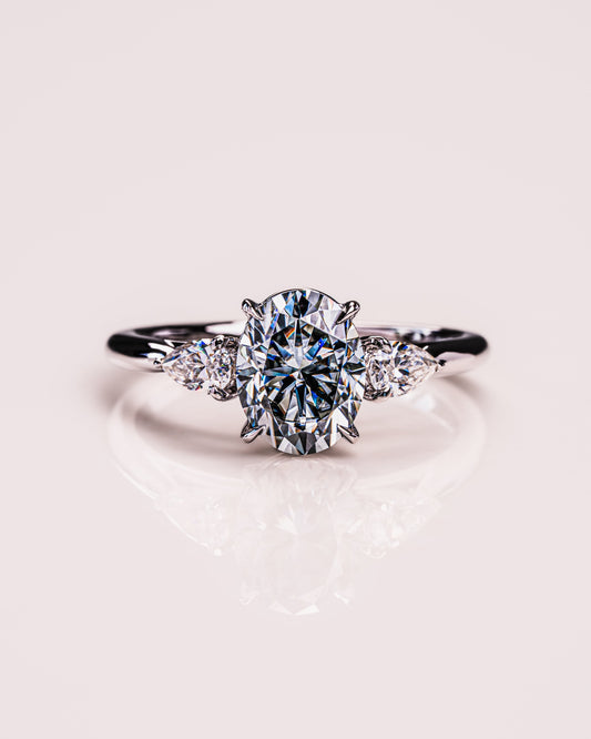 1.91 CT Oval Cut Three Stone Moissanite Engagement Ring