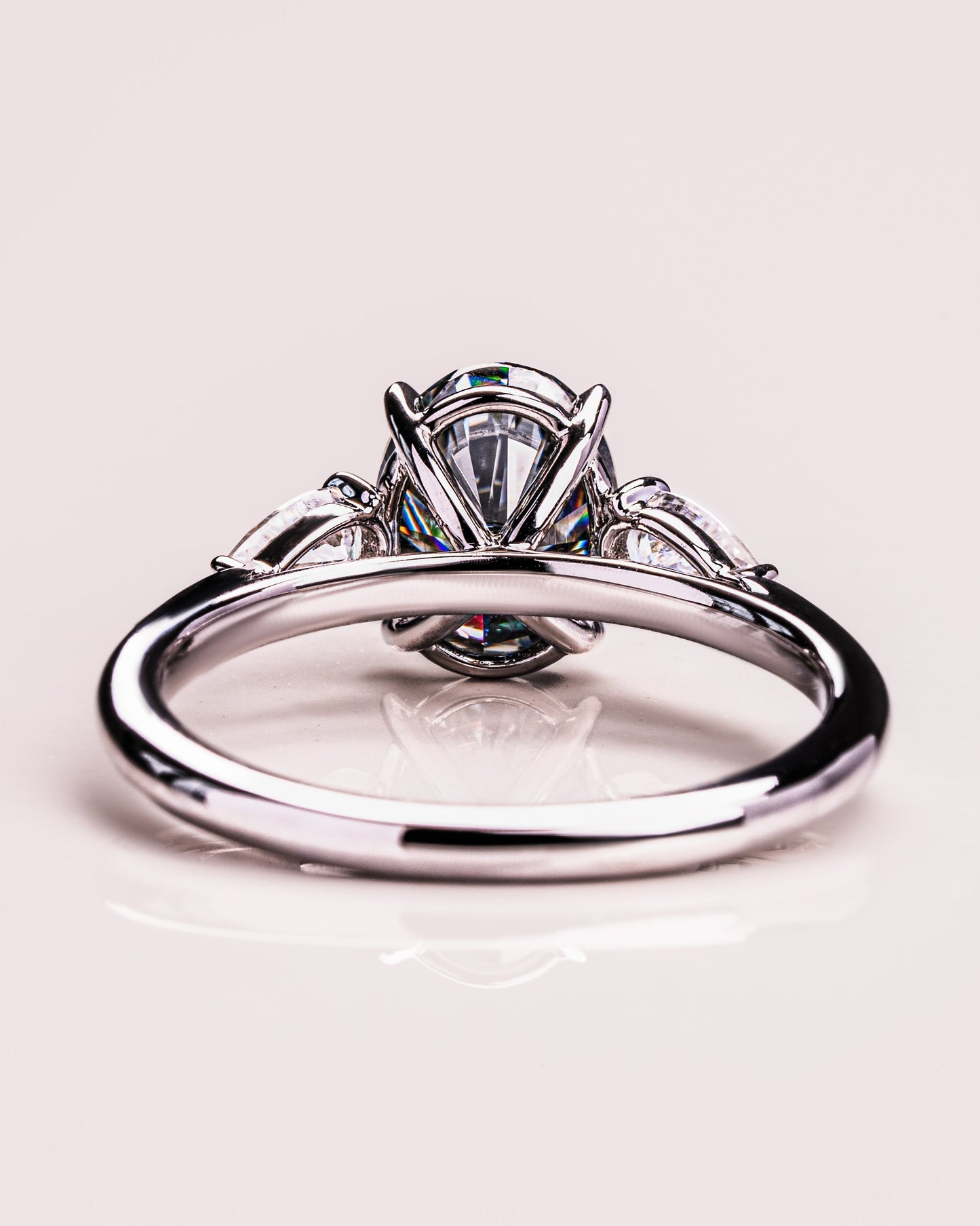 1.91 CT Oval Cut Three Stone Moissanite Engagement Ring