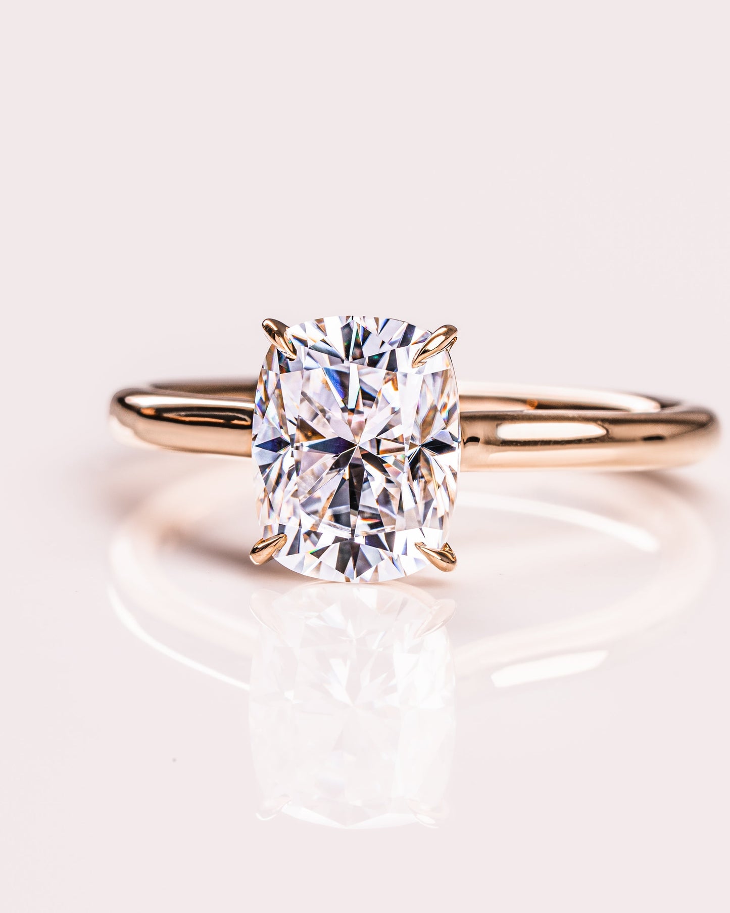 2.15 CT Cushion Cut Solitaire Moissanite Engagement Ring