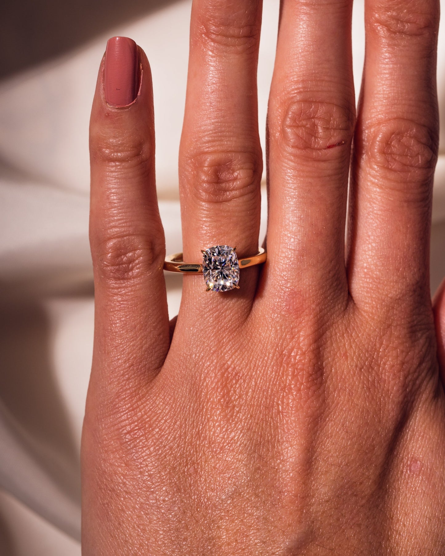 2.15 CT Cushion Cut Solitaire Moissanite Engagement Ring