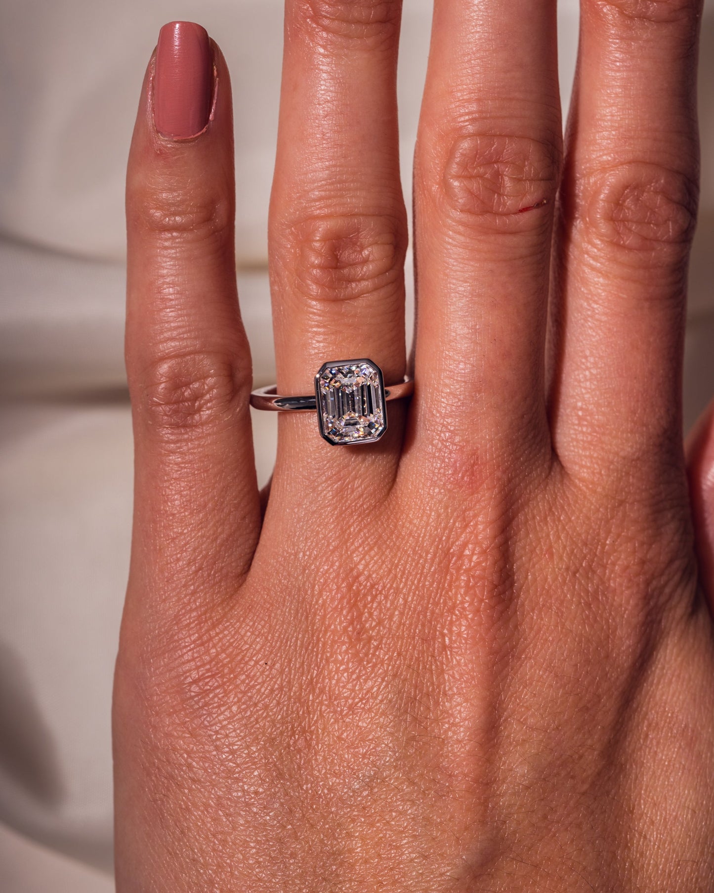 2.30 CT Emerald Cut Solitaire Bezel Setting Moissanite Engagement Ring