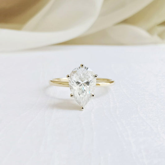 1.36 CT Pear Shaped Moissanite Solitaire Engagement Ring