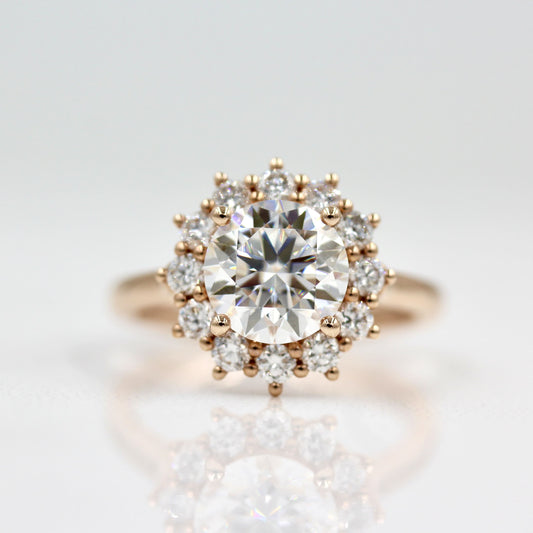 1.80 CT Round Cut Halo Moissanite Engagement Ring