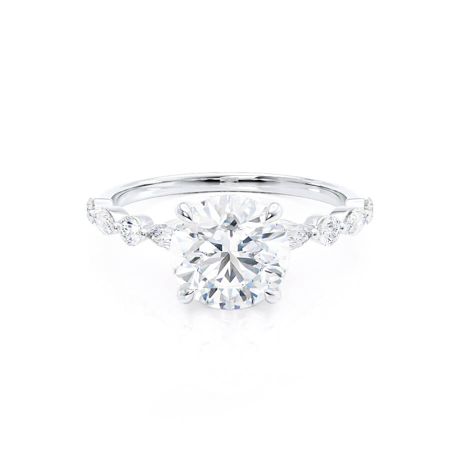 1.0 CT Round Shaped Moissanite Solitaire Pave Style Engagement Ring