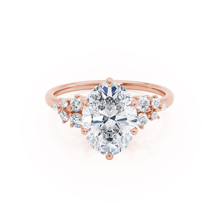 2.52 CT Oval Shaped Moissanite Cluster Style Engagement Ring