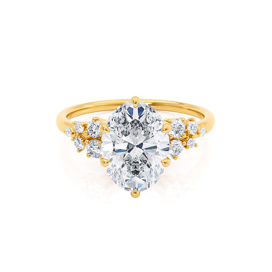 2.52 CT Oval Shaped Moissanite Cluster Style Engagement Ring