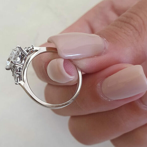 2.1 CT Oval Cut Cluster Style Moissanite Engagement Ring