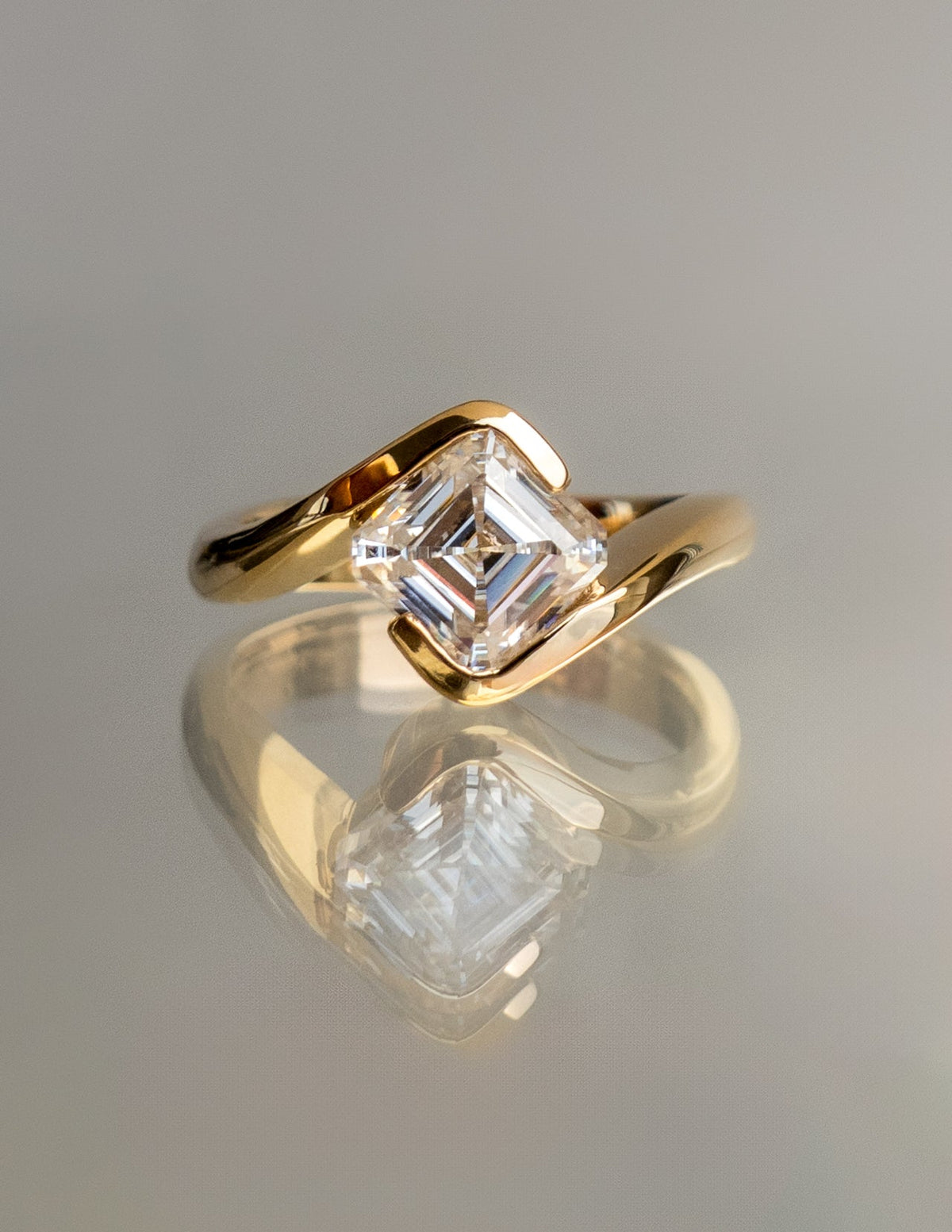 1.5 - 2.5 CT Asscher Cut Lab Grown Diamond Solitaire Engagement Ring