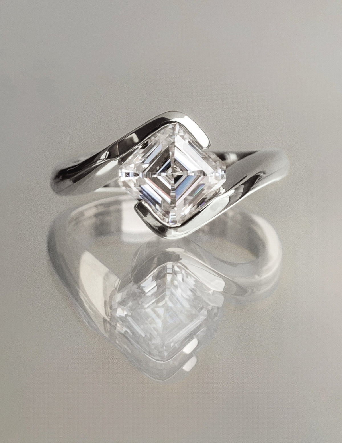 1.5 - 2.5 CT Asscher Cut Lab Grown Diamond Solitaire Engagement Ring