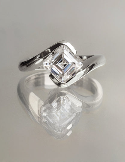 1.5 - 2.5 CT Asscher Cut Lab Grown Diamond Solitaire Engagement Ring