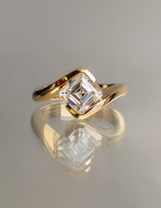 1.0 - 3.0 CT Asscher Cut Lab Grown Diamond Solitaire Engagement Ring