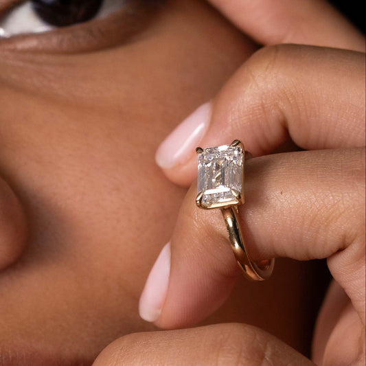 2 CT Emerald: East-West Cathedral Lab Grown Diamond Engagement Ring