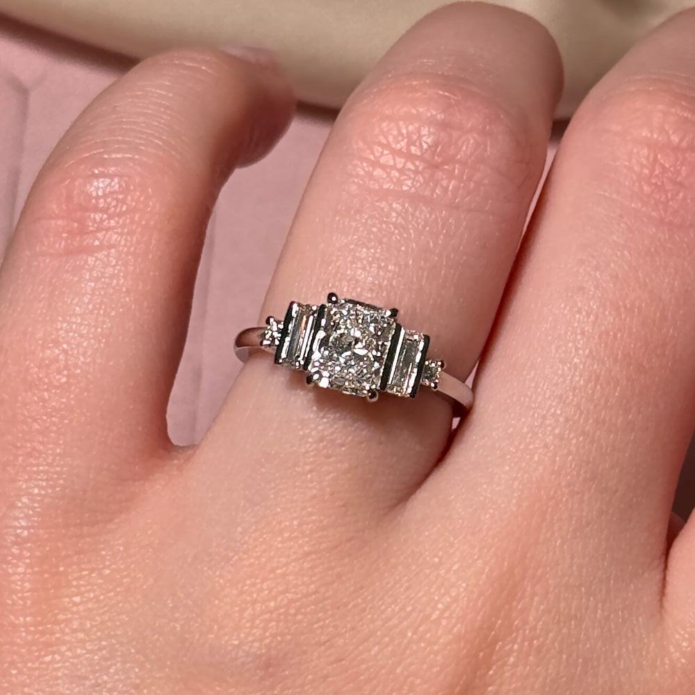Bezel Emerald Lab Grown Diamond Engagement Ring: 2 CT