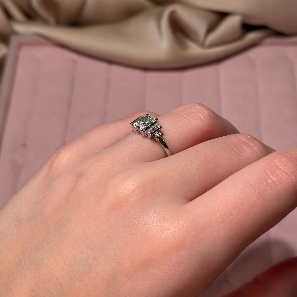 Bezel Emerald Lab Grown Diamond Engagement Ring: 2 CT