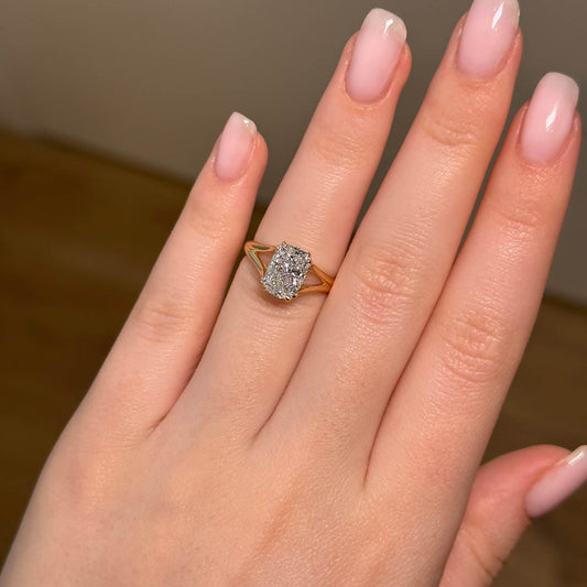Bezel Emerald Lab Grown Diamond Engagement Ring: 2 CT