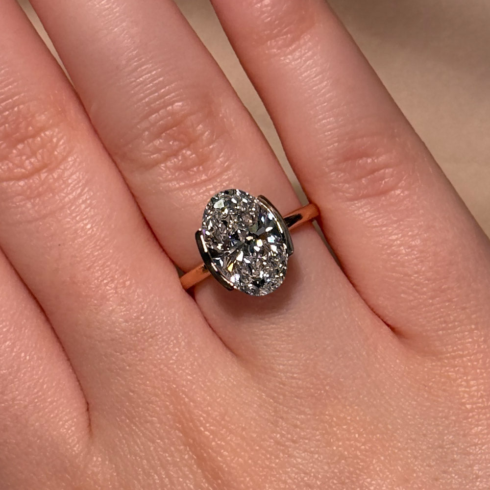 Bezel Emerald Lab Grown Diamond Engagement Ring: 2 CT