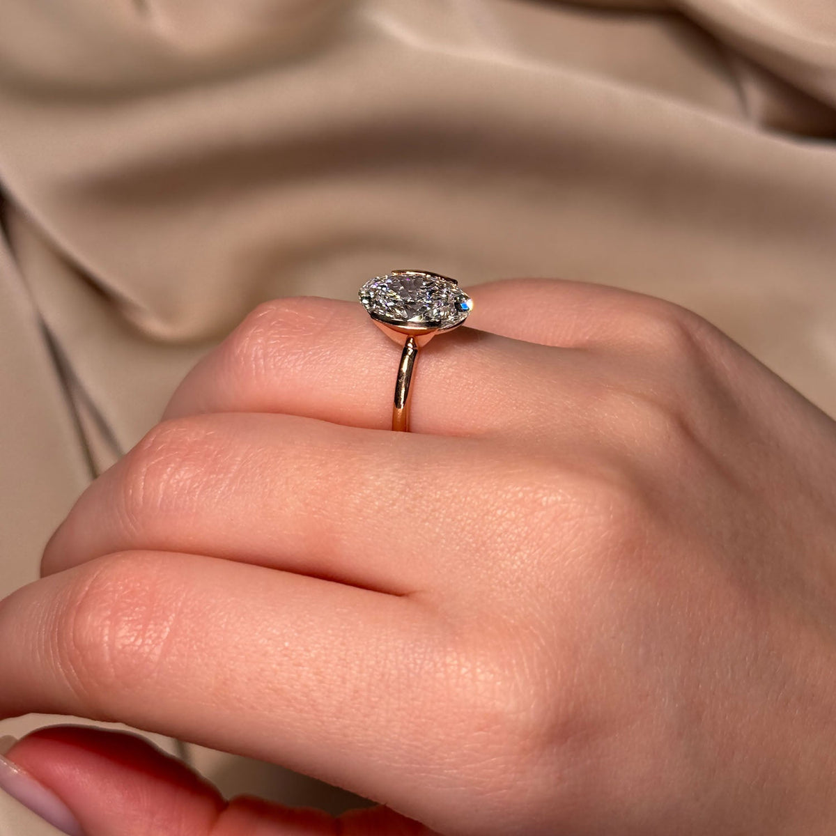 Bezel Emerald Lab Grown Diamond Engagement Ring: 2 CT
