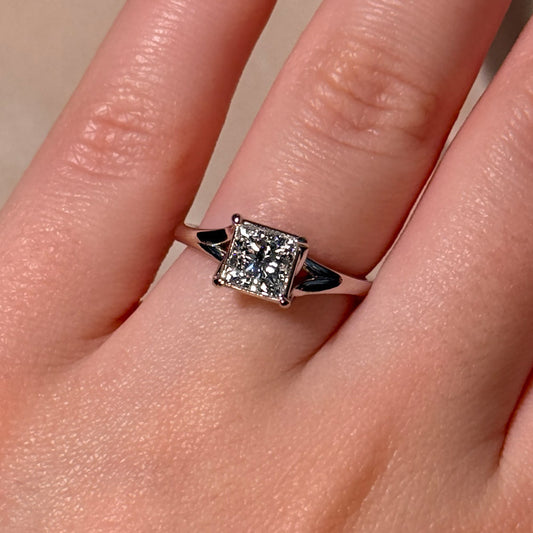 Bezel Emerald Lab Grown Diamond Engagement Ring: 2 CT