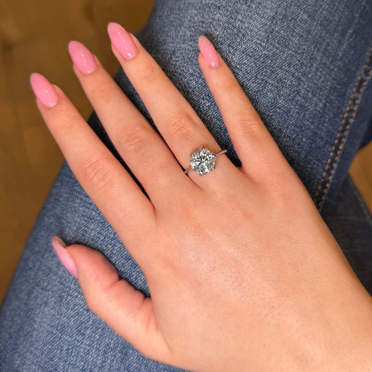 Bezel Emerald Lab Grown Diamond Engagement Ring: 2 CT