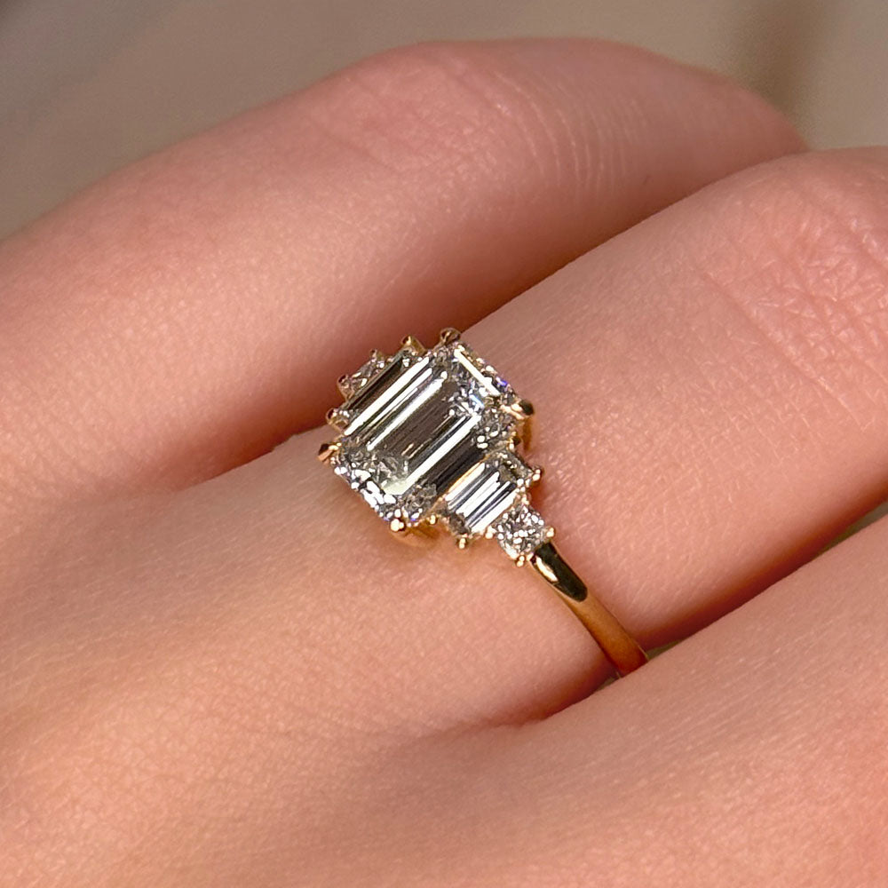 Bezel Emerald Lab Grown Diamond Engagement Ring: 2 CT