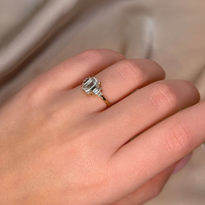 Bezel Emerald Lab Grown Diamond Engagement Ring: 2 CT