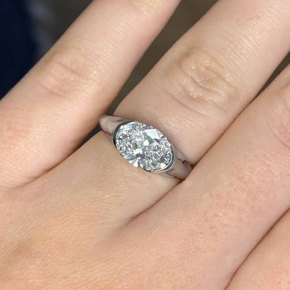 Bezel Emerald Lab Grown Diamond Engagement Ring: 2 CT