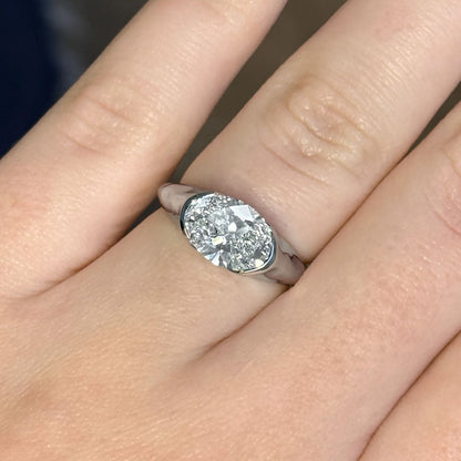 Bezel Emerald Lab Grown Diamond Engagement Ring: 2 CT