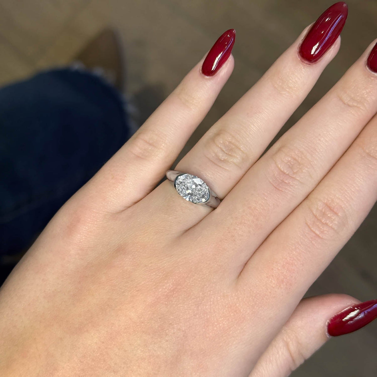 Bezel Emerald Lab Grown Diamond Engagement Ring: 2 CT