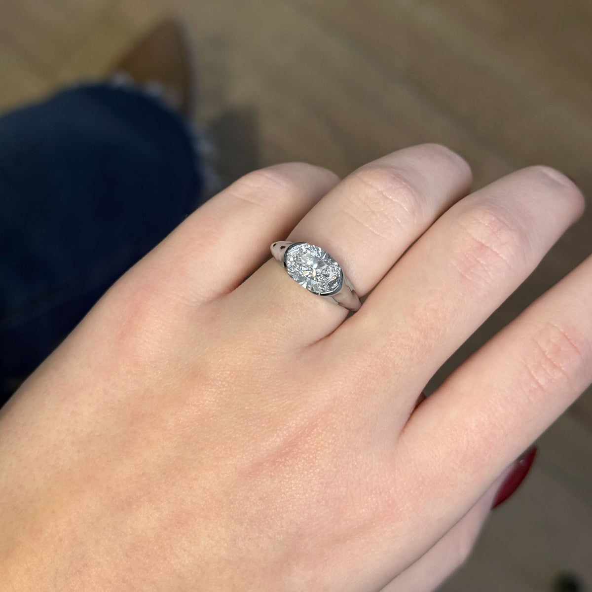 Bezel Emerald Lab Grown Diamond Engagement Ring: 2 CT
