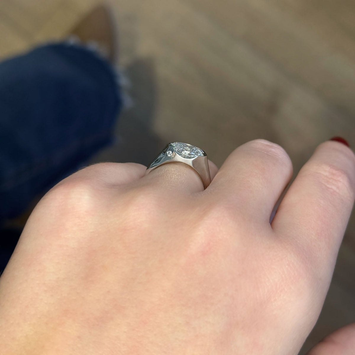 Bezel Emerald Lab Grown Diamond Engagement Ring: 2 CT