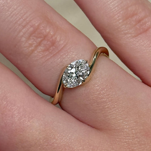 Bezel Emerald Lab Grown Diamond Engagement Ring: 2 CT