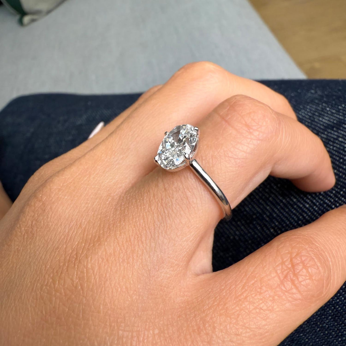Bezel Emerald Lab Grown Diamond Engagement Ring: 2 CT