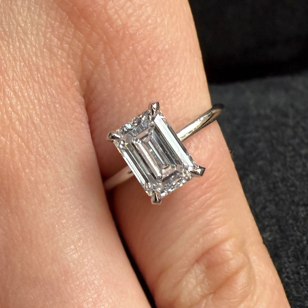 Bezel Emerald Lab Grown Diamond Engagement Ring: 2 CT