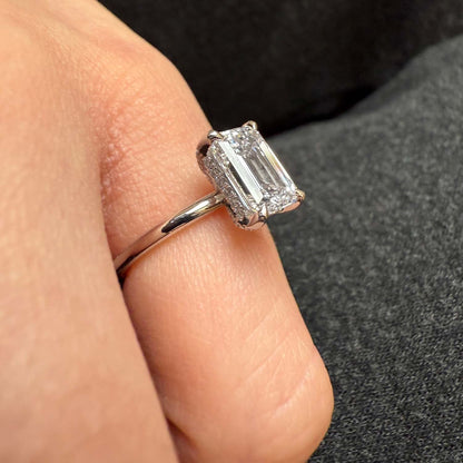 Bezel Emerald Lab Grown Diamond Engagement Ring: 2 CT