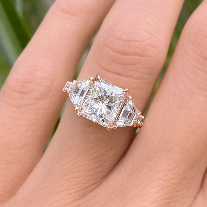 Bezel Emerald Lab Grown Diamond Engagement Ring: 2 CT