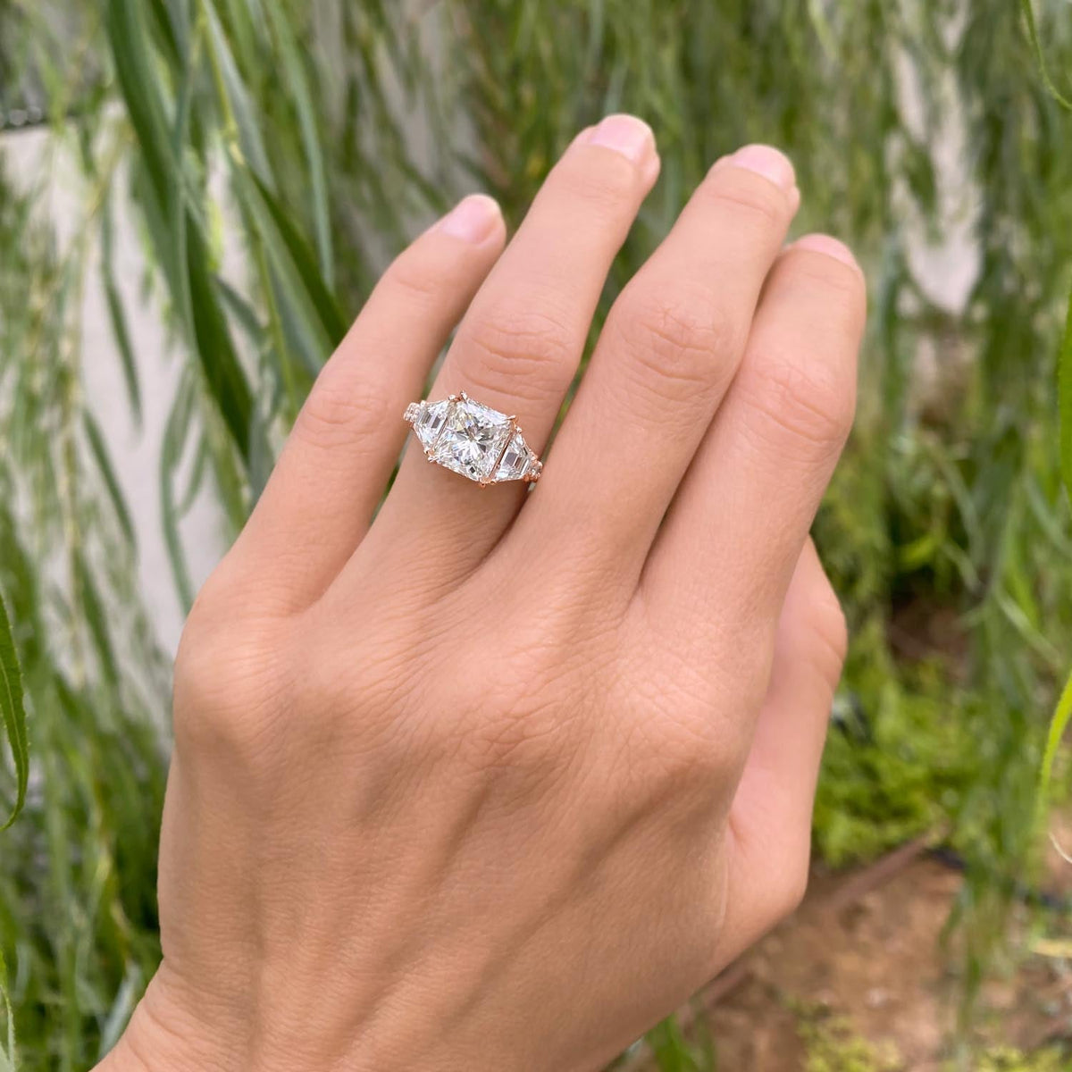 Bezel Emerald Lab Grown Diamond Engagement Ring: 2 CT