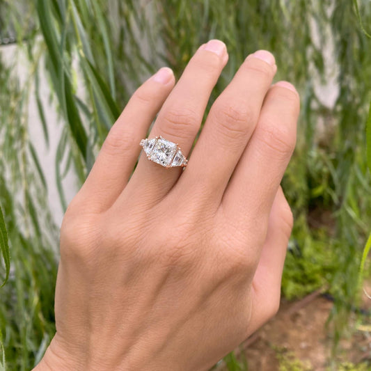 Bezel Emerald Lab Grown Diamond Engagement Ring: 2 CT