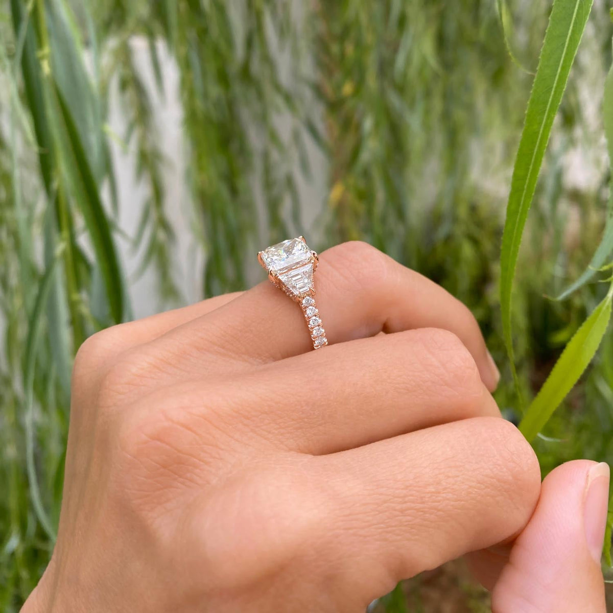 Bezel Emerald Lab Grown Diamond Engagement Ring: 2 CT