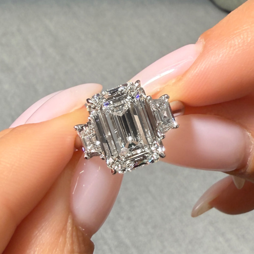 Bezel Emerald Lab Grown Diamond Engagement Ring: 2 CT