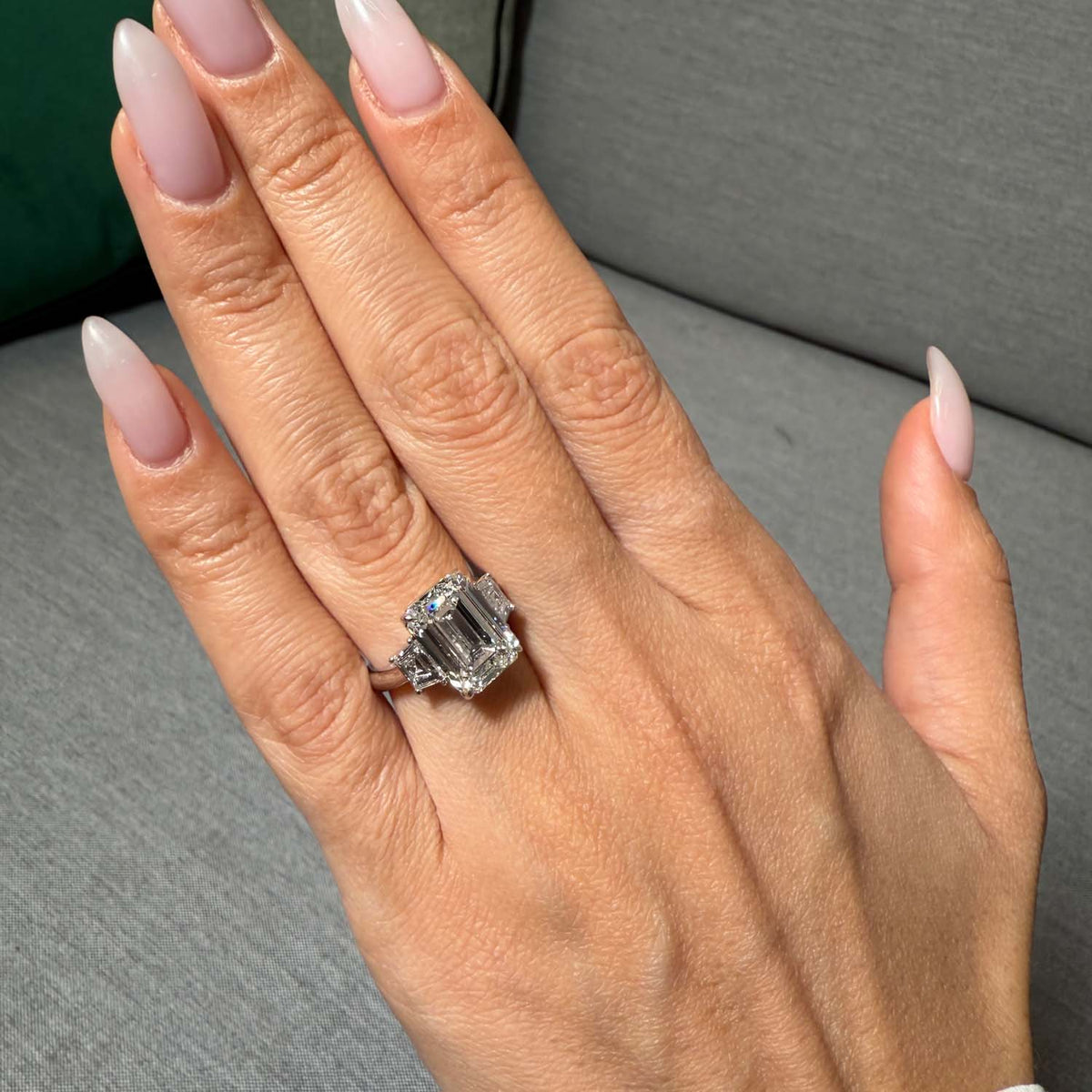 Bezel Emerald Lab Grown Diamond Engagement Ring: 2 CT